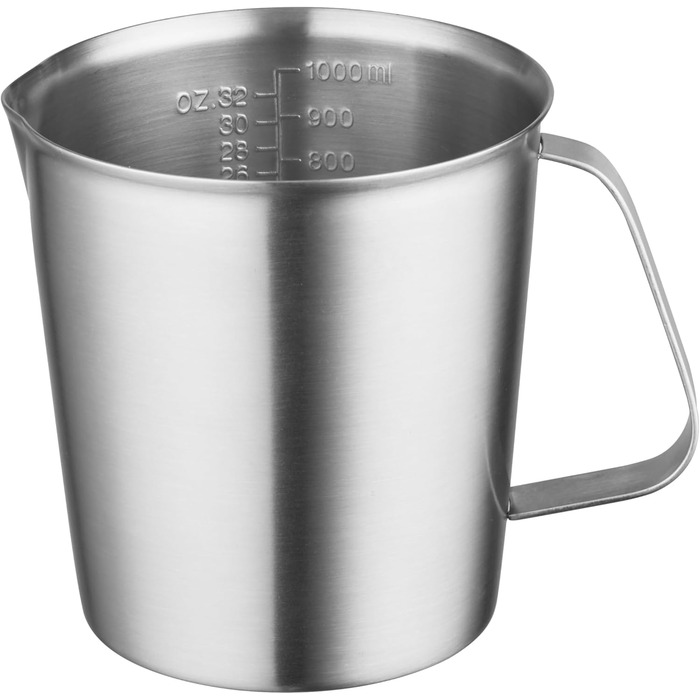 Stainless Steel Measuring Cup 1L Stainless Steel Measuring Jug with Measuring Units & Handle Metal Pitcher Dishwasher-Safe Milk Frothing Cup Measuring Cup, …
