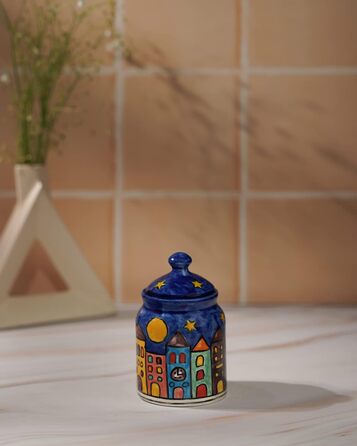 Gall&Zick Sugar Bowl Set/2 Spice Jar Sugar Dispenser Ceramic Painted Blue Tableware Sugar Spice Jar Container