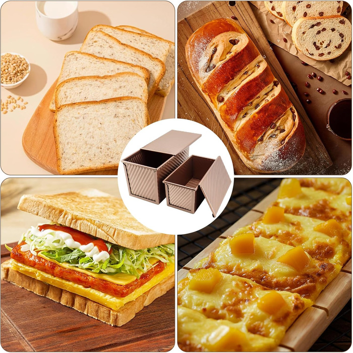 Набір форм для випічки хліба Lafo Toastbrot з кришкою, рожеве золото – форма для тостів та хліба зі скребком