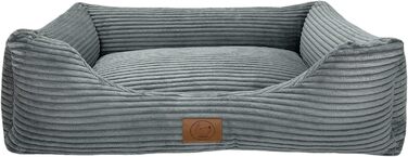 Ортопедичне ліжко для собак Elropet з м'якого корду, корзина для собак, XS/S/M/L/XL/XXL (Оливковий, Сірий)