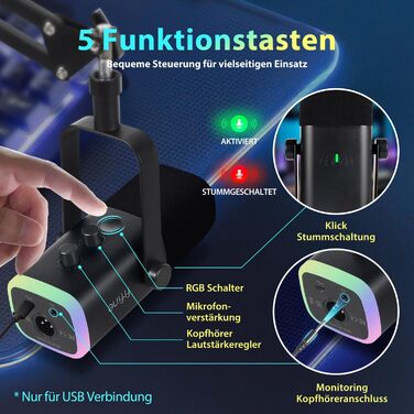 Мікрофон FIFINE XLR для стрімінгу, подкастів та запису звуку. USB динамічний мікрофон з кріпленням для PS4/5, Mac, Mixer, Sound Card. Чорний