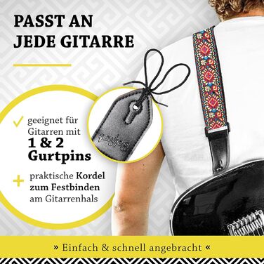 Гітарний ремінь Belfort® для електрогітари, акустичної гітари, бас-гітари та укулеле - для дорослих та дітей, з мікрофібри + E-BOOK (Vintage)