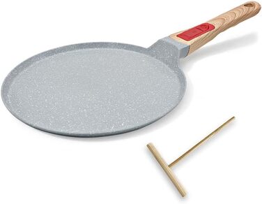 RANX INGST Crepe Pan with Removable Handle 20 cm - Non-Stick Ceramic Coating - Pancake Pan with Batter Spreader - Blue Blue 20 cm