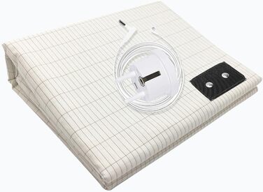 RIQINXIN Grounding Bed Sheet 200x200cm Grounding Mat with EU Grounding Cable Conductive Silver Fiber Grounding Bed Sheet for Better Sleep 10% Silver Fiber Content and 90% Cotton