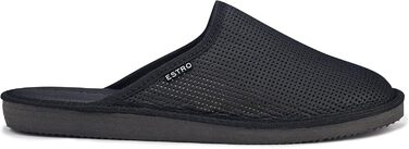 Чоловічі халати-шкарпедки Estro F19 - шкіряні домашні тапочки для чоловіків, чорного кольору (46 EU)