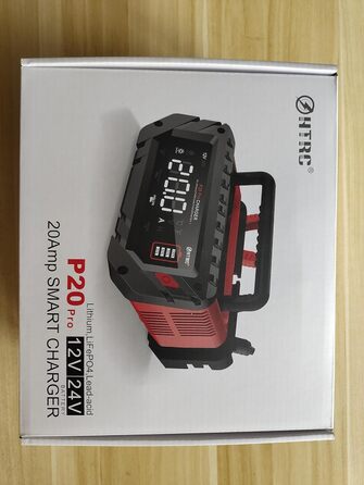 Автоматичний зарядний пристрій HTRC 12V/24V 20A для автомобільних акумуляторів, LiFePO4, літієвих та свинцево-кислотних батарей (AGM, GEL, MF, EFB, SLA, VRLA, Wet), для авто, мотоцикла, човна, газонокосарки, P20PRO
