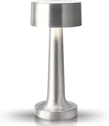 Світлодіодна настільна лампа бездротова з акумулятором, димується, нічна лампа, лампа на стіл для вітальні, спальні, 3 кольори світла, срібляста