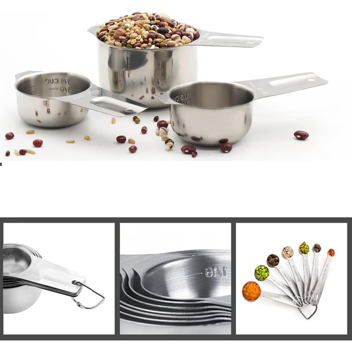 Набір мірних ложок Meiyijia з нержавіючої сталі (7+7 шт.)