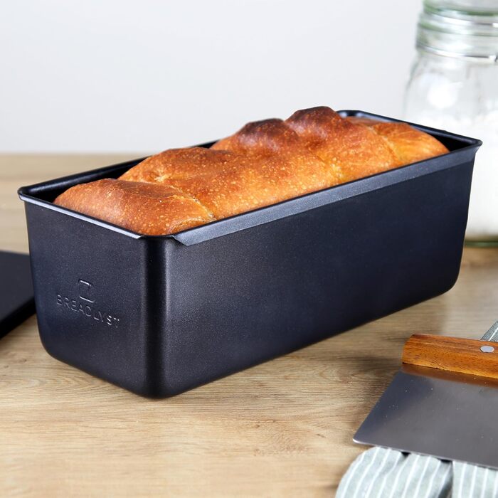 Форма для випічки хліба BREADLYST® Преміум з кришкою, вузька висока 23x11x10 см (30 см) - вуглецева сталь з антипригарним покриттям, до 260°C