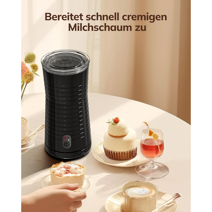 Електричний піноутворювач для молока Morpilot, 650W, нержавіюча сталь, 240мл, для гарячого та холодного молока, шоколаду, миється в посудомийній машині