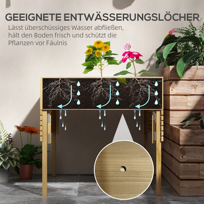 Outsunny Raised Garden Bed, Folding Cold Frame with 12 Dividers, Herb Garden Planter Box, Flower Box, 122x91.5x89cm with Natural Wood and Fleece Fabric