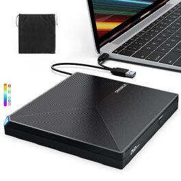 Зовнішній DVD-привід ORIGBELIE USB 3.0 та Type-C, портативний DVD-записувач для ноутбука та ПК