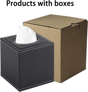 Скляна коробка для серветок прямокутної форми, тримач для косметичних серветок, органайзер для туалетного столика, ванної кімнати, авто, офісу, вінтажний стиль (чорний)