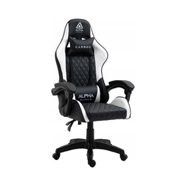 Ігрове крісло Alpha Gaming Carbon, штучна шкіра, чорно-біле