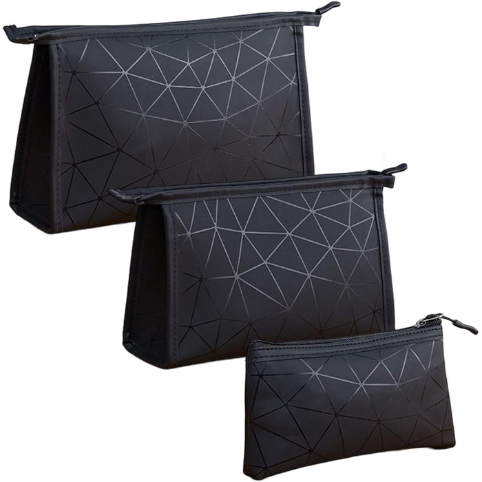 Набір косметичок 3 шт. з блискавкою: водонепроникні органайзери для косметики та подорожей (зелений, чорний)