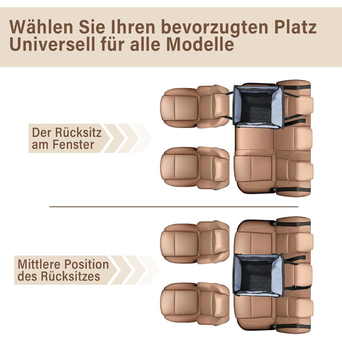 Автокрісло для собак - водовідштовхувальне автокрісло для маленьких та середніх собак з сітчастим вікном та ременем безпеки - складаний кошик для собак в авто для будь-якого розміру (Чорний)