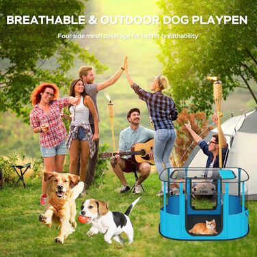 Клітка-переноска для собак, котів та кроликів, розкладний вольєр з водонепроникним дном, розмір M (80x50x55 см) та L (80x70x60 см), блакитний колір