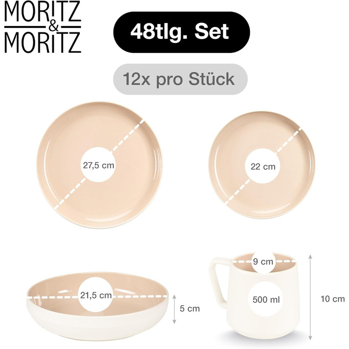 Набір кавових чашок Moritz & Moritz CAVO (6 шт.) 500 мл - кераміка, стильний дизайн з ручкою, для кави, чаю, капучино