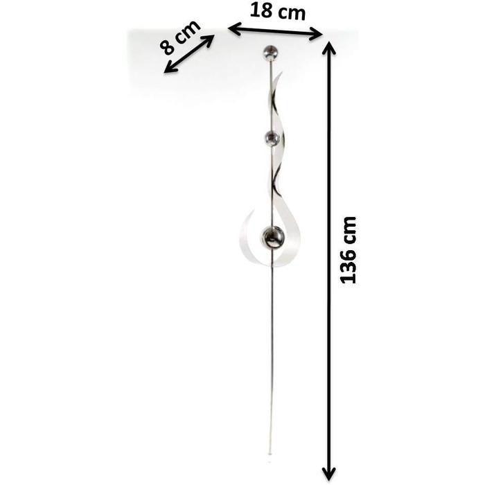 Kobolo Garden Stakes Drops, 160 cm, Silver, decorative stainless steel stake, weather-resistant & stable, stylish garden decoration for terrace, balcony & front yard