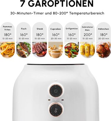 Karaca Multifry - Фритюрниця з гарячим повітрям 3.5л, 1300 Вт, Біла - Здорова смаження, Енергоекономія