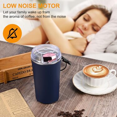 Weinsamkeit Electric Coffee Grinder, Electric Spice Grinder and Coffee Grinder with Stainless Steel Impact Blade & Safety Lid, 200W Powerful Motor Coffee Grinder for Nuts, Coffee Beans, Spices