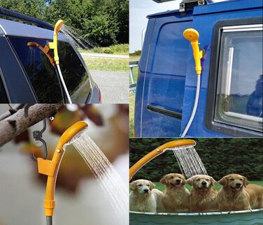 12V Cigarette Lighter Socket Outdoor Camping Shower with Submersible Pump for Car, Vehicle, Motorhome, Caravan, RV, Blue