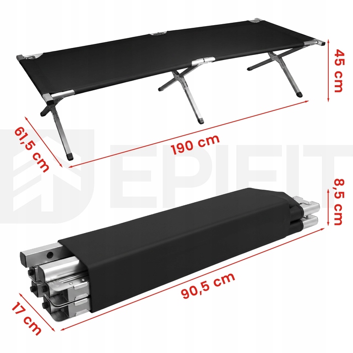 Польове ліжко Epifit 190 см x 72,5 см, чорне