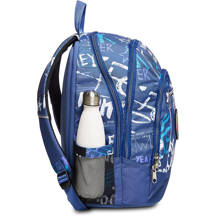 Рюкзак Seven Rucksack Advanced: для школи, університету та відпочинку. Просторий, з відділенням для ноутбука та кишенькою для пляшки, рожевий, фіолетовий, блакитний.