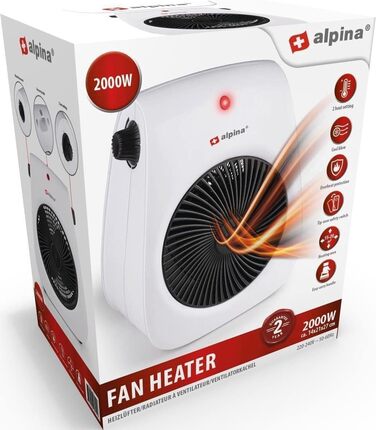 Електричний обігрівач та вентилятор Alpina - Турбовентилятор з пультом керування та таймером, 2000W