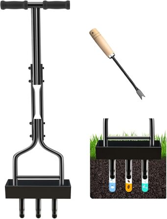 Kedox Aerifier for Lawns, Heavy Duty Hollow Tine Lawn Aerator with Ground Frame 38In, Manual Lawn Aerator Lawn Aerifier Verticutter for Your Lawn or Yard and Compacted Soils