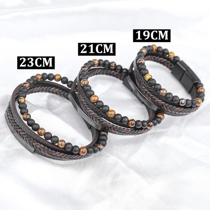 Чоловічий шкіряний браслет: стильний аксесуар для чоловіків. Браслет на руку з натуральної шкіри, 19-23 см, коричневий/чорний. Ідеальний подарунок на День батька.