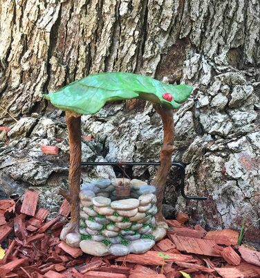 GlitZGlam Miniature Wishing Well with Movable Handle and Bucket for Garden Gnomes - A Fairy Garden Accessory