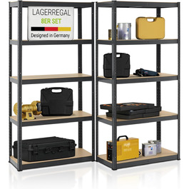 Металевий стелаж Juskys ER-Set Basic 180x90x40 см - 10 ярусів, 1750 кг, для складу, підвалу, сірий