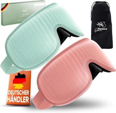 Сліпи для жінок – дихаюча маска для сну – зручна та м'яка – блокує світло – для подорожей – 3D-поглиблення для очей – з memory foam (рожевий / бірюзовий)