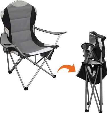 Крісло кемпінгове Spetebo XXL Deluxe антрацит, до 150 кг - широке, зручне, стабільне