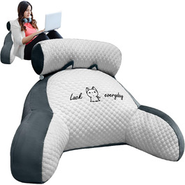 Крісло-подушка для читання Suewidfay, 70x50 см, велике, для дорослих, з підголовником та підлокітниками, сірого кольору