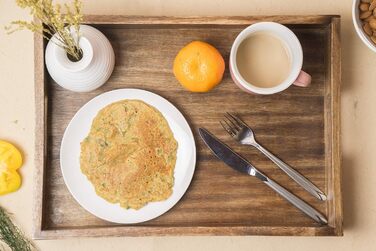 GoCraft Handcrafted Classic Wooden Tray - Large 16.5-inch Mango Wood Serving Tray with Handles - Elegant Kitchen & Dining Accessory - Ideal for Breakfast in Bed, Coffee, Tea