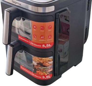 Преміум фритюрниця Hagenuk DAF 2800.12 з подвійним нагрівом, 2 х 5,5 л, 10 програм, Touchscreen, Grill-функція, Made in Germany