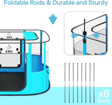 Летячий вольєр для собак, котів та кроликів, розмір M, 80x50x55 см (Синій). З водонепроникним дном, складаний, з дихаючої сітки.