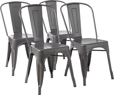 Amazon Basics Stackable Metal Dining Chairs (Set of 4)
