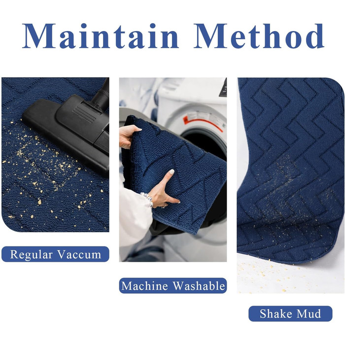 Килимок для дому та вулиці 50x80 см, миючий, вологостійкий, антиковзкий, для входу, порогу, патіо, галереї, саду (60 x 180 см, синій)