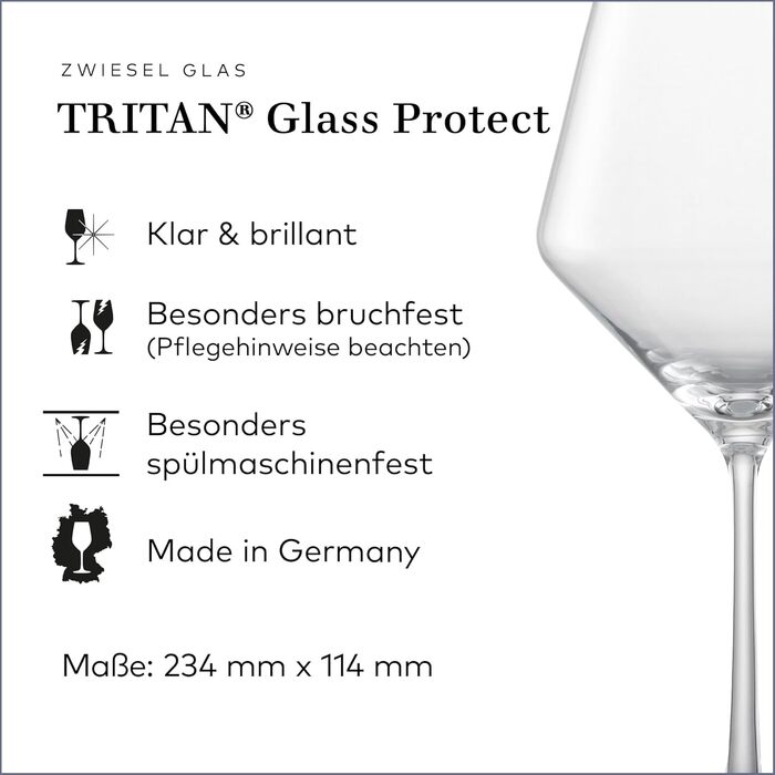 Келихи для червоного вина Zwiesel Glas Pure, набір 2 шт., тритан-кристал, для бургундського, посудомийна машина, Німеччина