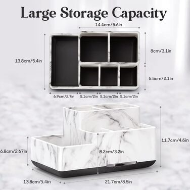 Тримач для зубних щіток електричних, знімний, для зберігання зубної пасти та бритви, легко чистити, білий (білий мармур)