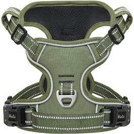 Нашийник для собак HEELE з посиленим кріпленням, світловідбиваючий, з м'якою ручкою, для контролю, 2 металеві кільця, для малих, середніх та великих собак, армійський камуфляж, зелений, M M MC-Armee Grün