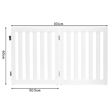 Захисний бар'єр для собак GYMAX 60 см, розкладний, регульований, з 360° шарніром, для внутрішнього та зовнішнього використання (2 панелі, білий)