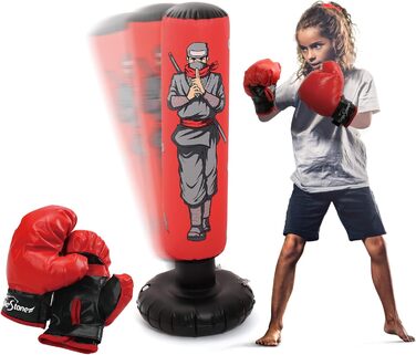 Дитячий боксерський мішок-іграшка з боксерськими рукавичками, надувний, для хлопчиків та дівчаток, для фітнесу та зняття стресу