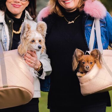 Сумка-переноска для собак та котів | Сумка на плече для тварин з гумкою та карабіном | до 15 кг | Матеріал: штучна замша (вельвет) | Розмір: L | Колір: Чорний (L, Рожева (штучна шкіра))