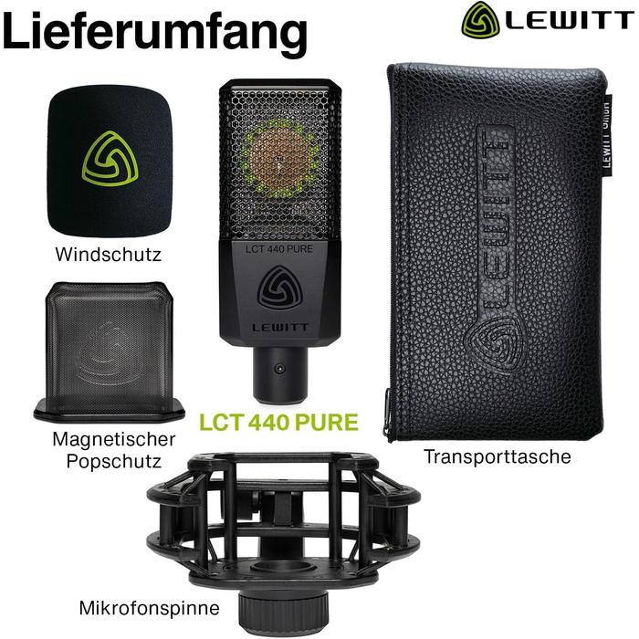 LCT 440 Pure - XLR конденсаторний мікрофон з 1' капсулою: ідеальний для вокалу, інструментів, подкастів та стрімінгу. У комплекті: мікрофонна павутина, поп-фільтр, вітрозахист та транспортна сумка.