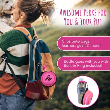 Складаний миска для собак TDL, 350 мл, рожевий: вода та корм для собак та котів