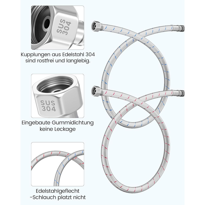 Кухонний змішувач Dayone з висувним виливом, нержавіюча сталь SUS304, високий тиск, для кухні, мікшер, 2 функції, поворотний на 360°, кухонний змішувач (з підключенням до шлангу)